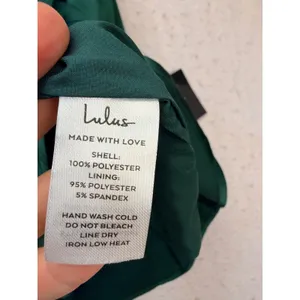 Lulus One Shoulder Dress Women Large Green Satin Ruched Cocktail Party thumbnail 8
