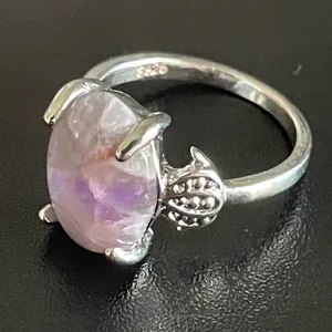 Purple amethyst S925 silver women ring size 7 thumbnail 3