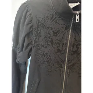 Vintage Y2K Harley Davidson Black Flocked Scroll Zip Sweatshirt M ✨ Biker Chic thumbnail 4