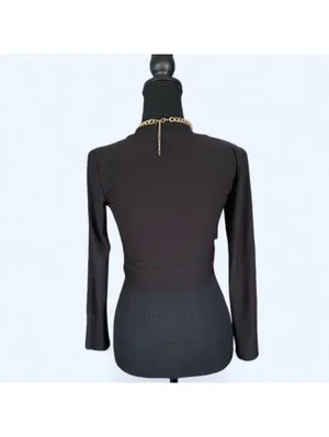 Y2K Black coquette long sleeve top with tie detail size small 🖤 thumbnail 5