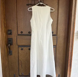 Zara Off White Sleeveless Midi Dress Size L thumbnail 2