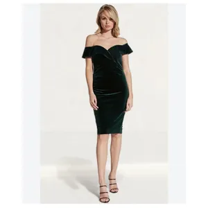 [Bardot] Emerald Green Velvet Off The Shoulder Bella Sheath Midi Dress Small 6 thumbnail 12
