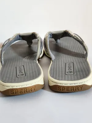 Sperry Parrotfish Gray and Cream Braided Flip Flops Size 9 thumbnail 5