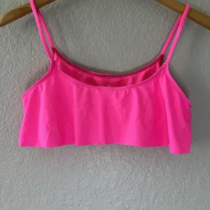 Free‎ People Womens Large Hot Pink Ruffle Spandex Nylon Bikini Top thumbnail 2