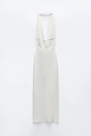 Zara maxi dress gown bodycon halter plunge neck party formal wedding evening thumbnail 15