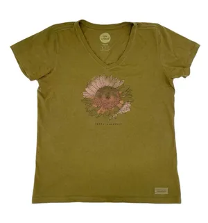 Life is Good Women's Classic Fit Tee Size Small Hello Sunshine Sunflower Cotton thumbnail 1