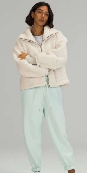 Lululemon Cinchable Fleece Zip Up Jacket in White Opal Size 4 thumbnail 1