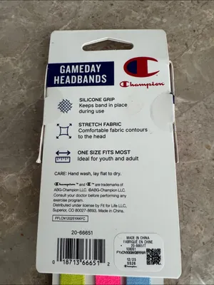 Champion Gameday Headbands 3-Pack Blue, Pink, Lime Green thumbnail 5