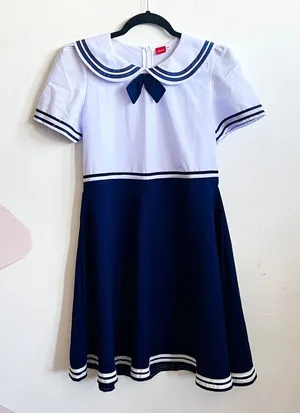 Sailor Dress‎ Flare Blue White Cosplay Costume Anime Nautical Sz Small thumbnail 1