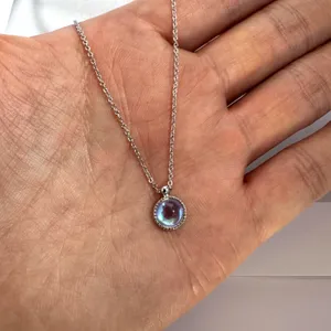 Simple style Adjustable Pendant Necklace for Women Silver thumbnail 4