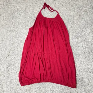 Urban Nomad Earthbound Trading Co Red Halter Top Bubble Hem Boho Blouse L/XL thumbnail 2
