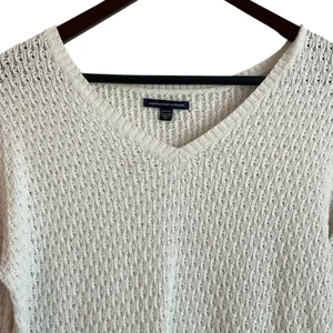 American Eagle Women Tunic Sweater M Ivory Large‎ Loop Open Knit Casual Neutral thumbnail 8