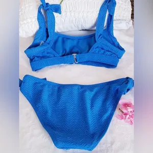 NWOT Sugar Beach Cobalt Blue Glitter Chevron Swim Bikini Set Sz Medium thumbnail 17