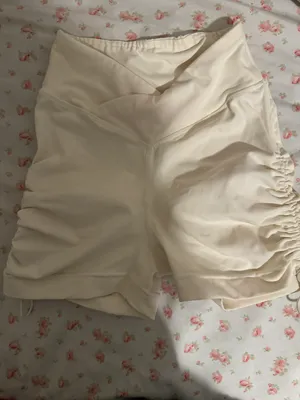 bo + tee aspire cream scrunch crossover shorts drawstring ruched sides thumbnail 2