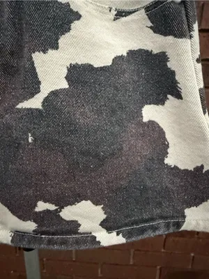 Le Lis Cow Print Denim Mini Skirt Western Country Concert Outfit XS Off White thumbnail 11