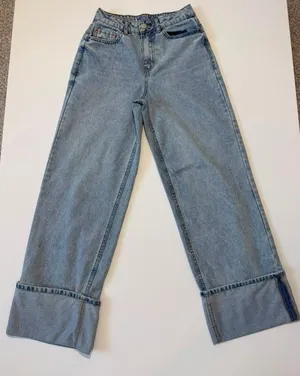 PacSun High-Waist Wide-Leg Cuffed Denim Jeans thumbnail 1