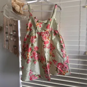 Lulus sage floral satin babydoll mini dress size small thumbnail 2