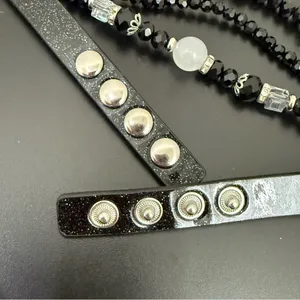 Black Silver Beaded Watch Band Compatible Apple Watch 40/41mm thumbnail 6