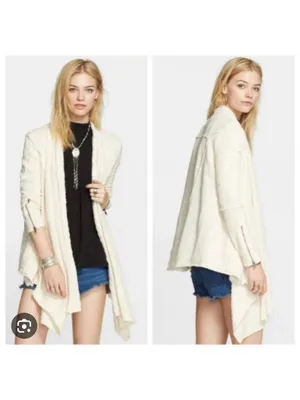 Free People In the Loop Waterfall Cardigan Size M (24” PTP) Ivory thumbnail 2