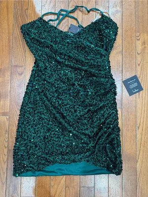 Lulu's Emerald Sequin Spaghetti-Strap Mini Dress thumbnail 6