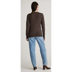 Quince lightweight V-neck sweater Brown Size Small Mocha Heather thumbnail 2