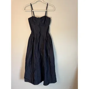 ASTR Margaux The Label Dark Wash Denim Bustier Midi Dress XS Blue NEW thumbnail 4