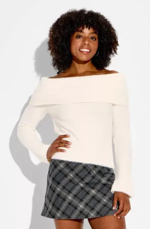 Wild Fable White Off Shoulder Sweater XS thumbnail 1