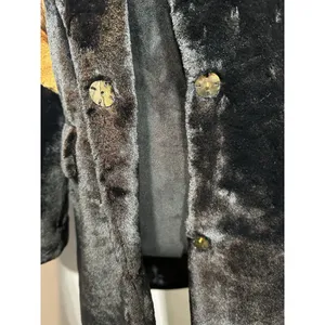 Faux Fur Coat Collared Button Close Women's Medium Black/Camel/Ivory MobWife NEW thumbnail 4