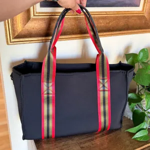 Haute Shore Neoprene Tote Black Red Olive Structured Shoulder Bag Wristlet New‎ thumbnail 1
