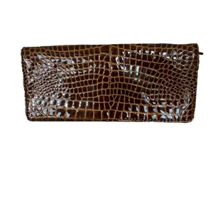 Antonio Melani Faux Brown Patent Leather Crocodile Embossed Clutch/Shoulder Bag thumbnail 3