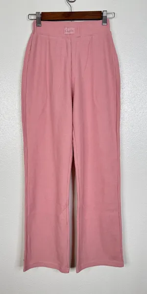 Comfrt Waffle Knit Lounge Pants Pink Wide Leg High Waisted XXS Loungewear thumbnail 1