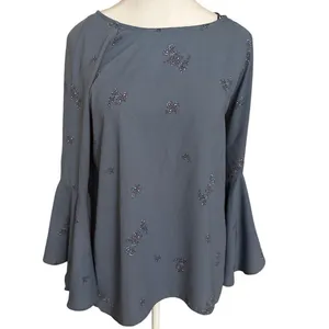 LC Lauren Conrad | Blue Floral High Low Bell Sleeve‎ Blouse Size Small thumbnail 4