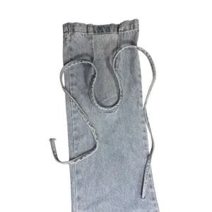12th Tribe Jeans Small Sofia Light Wash Ankle Tie Cutout Straight Leg Denim thumbnail 4