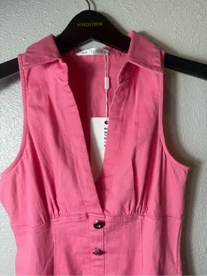 Saints & Secrets NWT Hot Pink Sleeveless Button Front Mini Dress‎ Size S AU 8 thumbnail 4