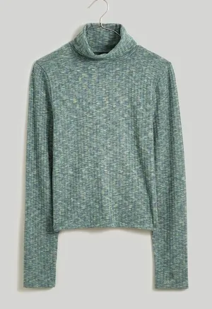 Madewell greeen space‎ dyed ribbed cropped turtleneck top size medium thumbnail 1
