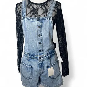 Hidden Denim X Free-people Collab Women's Blue Dungarees-overalls Size Medium thumbnail 3