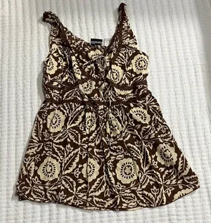 Brown Floral Tank Top Size L thumbnail 1