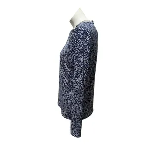 Tahari Women's M Blue Polka Dot V-Neck Long Sleeve Blouse New thumbnail 3