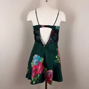 Betsey Johnson Intimates dark green floral mini slip dress thumbnail 7