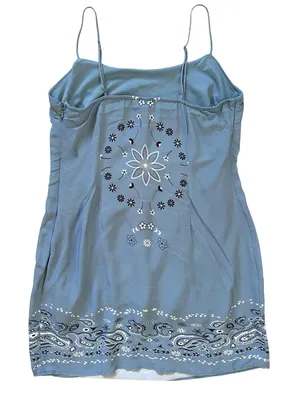 Wild Fable Blue Bandana Paisley Mini Shift Dress Size XXS Country Coastal thumbnail 4