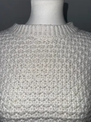 Altar'd State Betty Bow Back Chunky Ivory White Knit Balloon Sleeve Sweater XXS thumbnail 4
