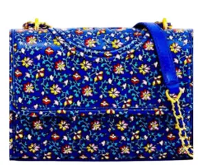 Tory Burch Fleming Printed Small Convertible Shoulder Bag Blue Wild Pansy thumbnail 1