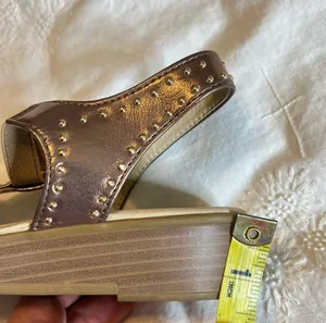 Rialto Gemma Low Wedge Slingback Sandals Bronze Gold Balls NO SIZE Approx 7-7.5 thumbnail 10