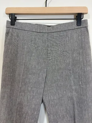 🌟 THEORY 🌟 TREECA PULL ON ELASTIC STRETCH LINEN ANKLE PANT TROUSER GRAY SZ 2 thumbnail 3