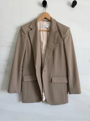 Aritzia Babaton Atelier Wool Blazer Taupe Camel Suiting Jacket XXS thumbnail 2