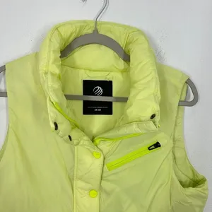 MPG Sport Puffer Vest Women's Size M Neon Yellow Cropped‎ Zip Pocket Athletic thumbnail 6
