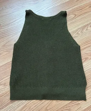 H&M Olive Green V Neck Knit Sweater Vest thumbnail 3