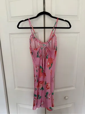 Reclaimed Vintage Pink Rose Satin Mini Dress Tie Back Size US 6 thumbnail 8