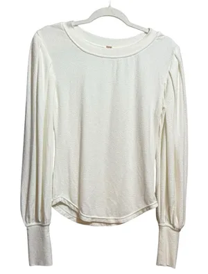 Free People‎ Off-White Lightweight Sweater Soft Slouchy & Effortless Sz S thumbnail 1