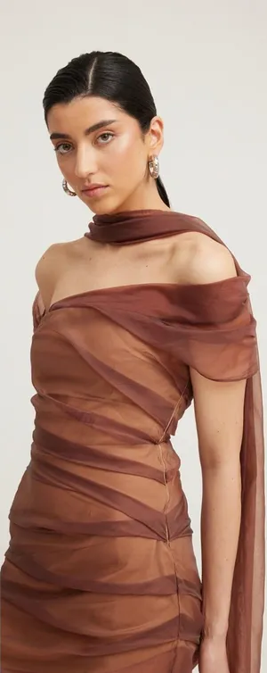 TOJHA Marceline Asymmetrical Sheer Maxi Dress thumbnail 1
